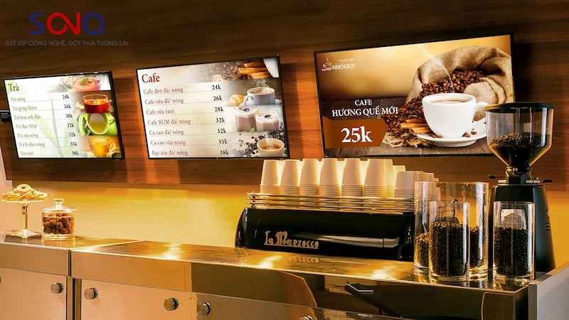 ứng dụng màn hình quảng cáo trong quán coffee