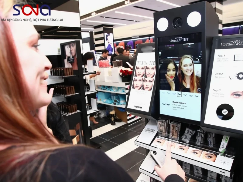 Màn hình tương tác cửa hàng mỹ phẩm