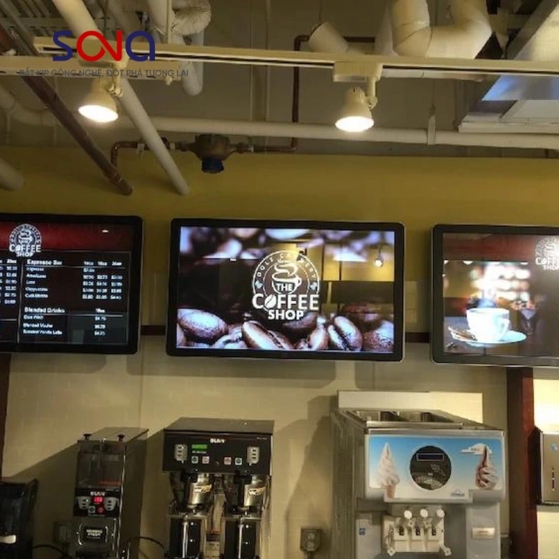 màn hình quảng cáo là một trong những phương pháp marketing hiệu quả của các quán coffee