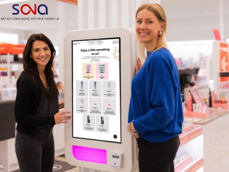 Màn hình tương tác cửa hàng mỹ phẩm