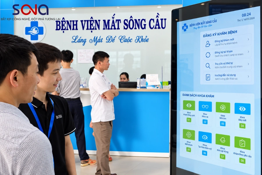lắp đặt màn hình quảng cáo cho bệnh viện mắt Sông Câu lắp đặt màn hình quảng cáo cho bệnh viện mắt Sông Câu