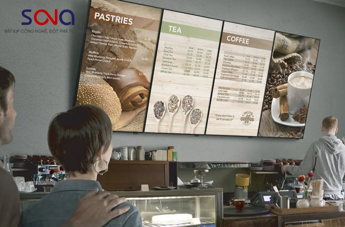 các loại màn hình quảng cáo trong quán trà sữa phổ biến