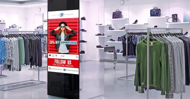 màn hình quảng cáo cửa hàng thời trang giúp tăng doanh thu