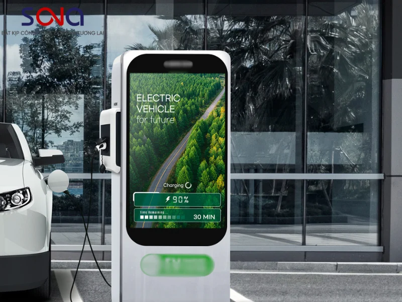màn hình tương tác trạm sạc xe điện