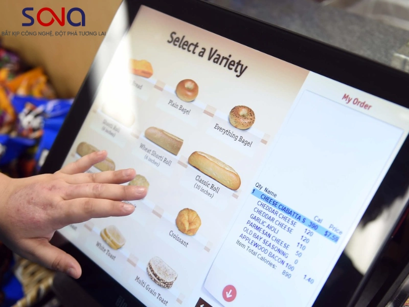 màn hình tương tác tiệm bánh