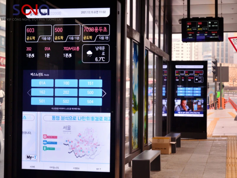 màn hình tương tác cho bến xe